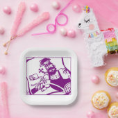 Biker paarse vierkante papieren borden papieren bordje (Feest)