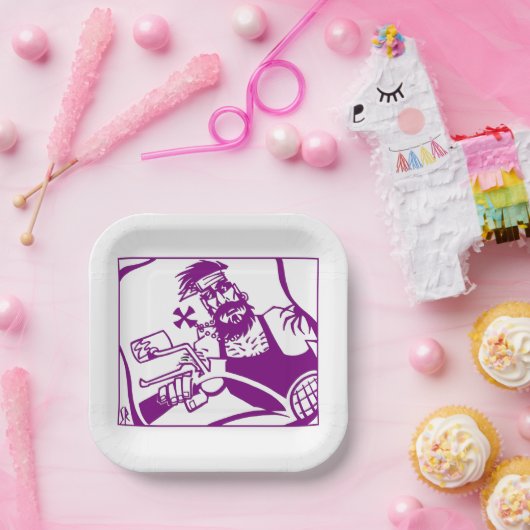 Biker paarse vierkante papieren borden papieren bordje (Feest)