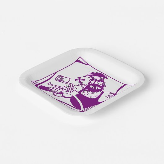 Biker paarse vierkante papieren borden papieren bordje (Gebogen)