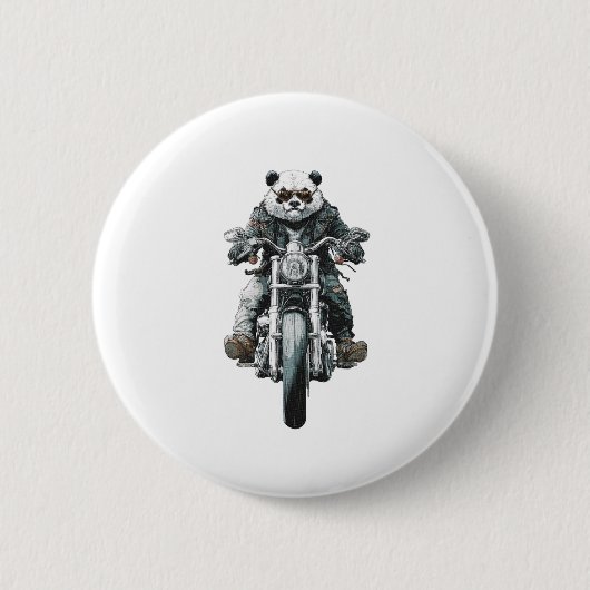 Biker Panda Ronde Button 5,7 Cm (Voorkant)