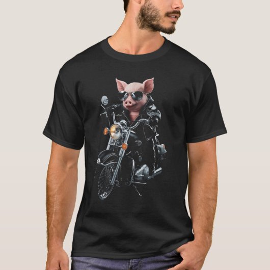 Biker Pig Motorrijder Cool Funny Hog Gift T-shirt (Voorkant)