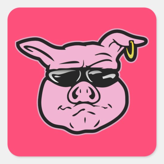 Biker Pig Vierkante Sticker (Voorkant)