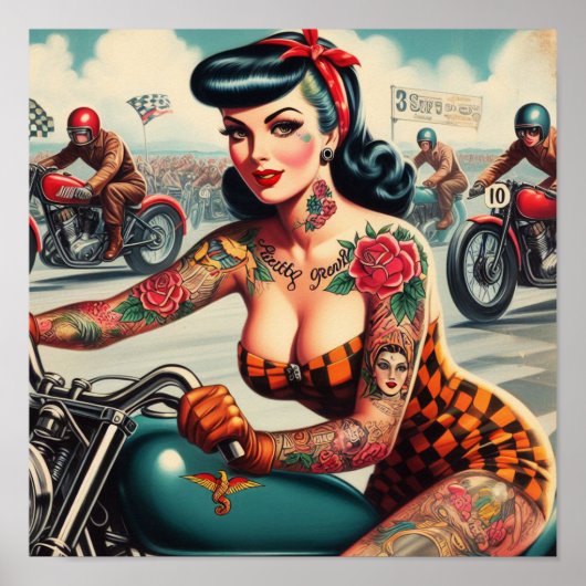  Biker Pin-up Poster (Voorkant)