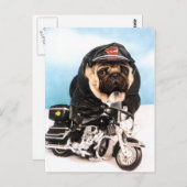Biker Pug Dog Briefkaart (Voorkant / Achterkant)