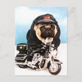 Biker Pug Dog Briefkaart