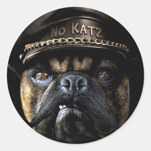 Biker Pug Ronde Sticker (Voorkant)