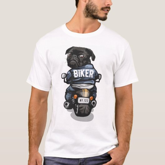 Biker Pug T-Shirt (Voorkant)