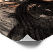 Biker Races Steam Train Desert Sunset Charcoal Art Poster (Hoek)