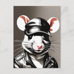 Biker Rat Dragen Leather Gear Briefkaart