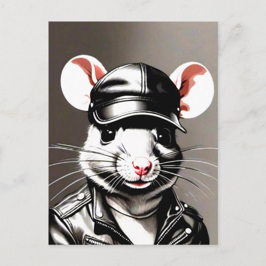 Biker Rat Dragen Leather Gear Briefkaart (Voorkant)