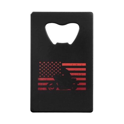 Biker Red US Flag Motorcycle Patriot Creditkaart Flessenopener (Voorkant)