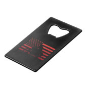 Biker Red US Flag Motorcycle Patriot Creditkaart Flessenopener (Voorkant Gekanteld)