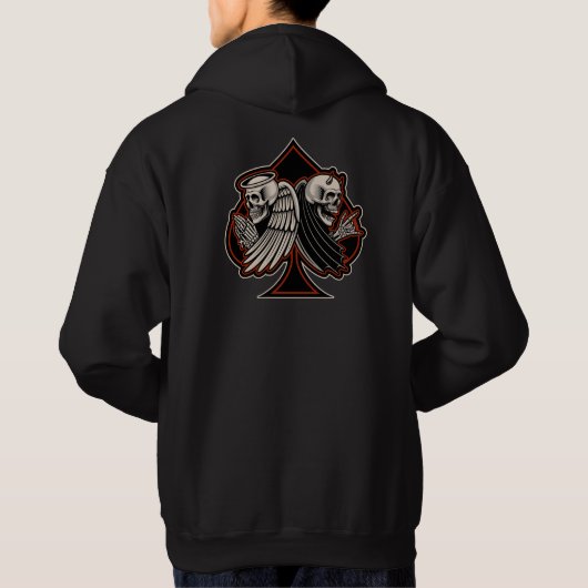 Biker Saint of Sinner Ace of Spades Old School Hoodie (Achterkant)