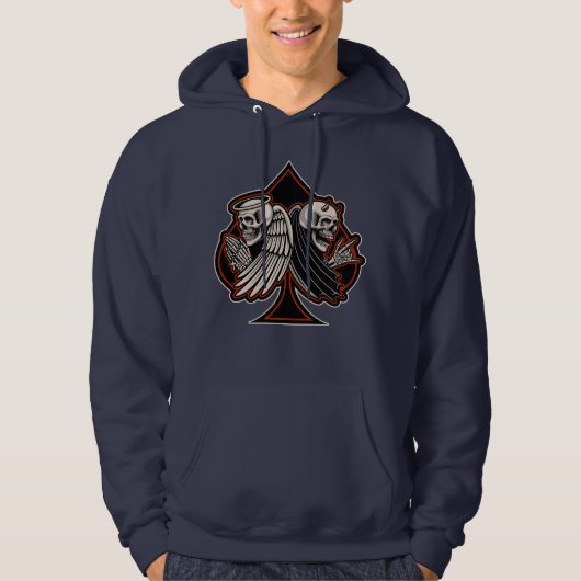 Biker Saint of Sinner Ace of Spades Old School Hoodie (Voorkant)