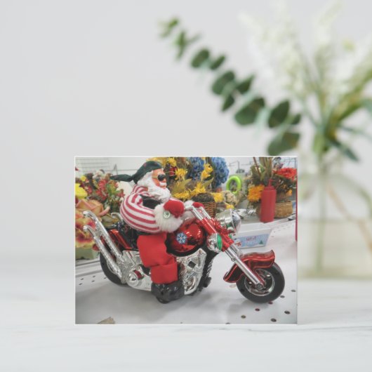 Biker Santa Briefkaart (Staand voorkant)