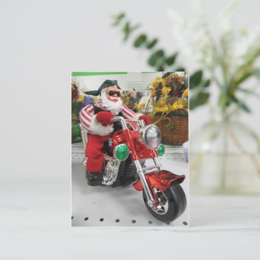 Biker Santa Briefkaart (Staand voorkant)