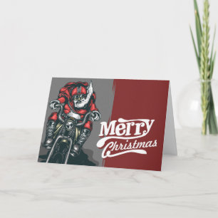 Biker Santa Christmas Wenskaart Feestdagen Kaart