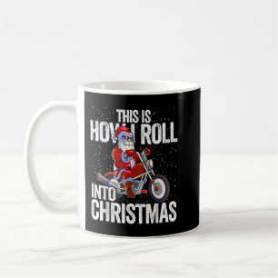 Biker Santa Claus Mannen motorfiets motorfiets Koffiemok