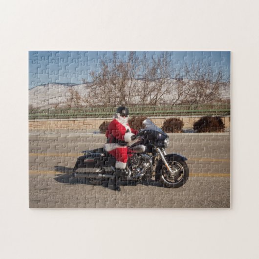 Biker Santa Claus Motorcycle puzzel (Horizontaal)