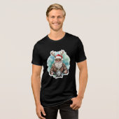 Biker Santa Claus on Motorcycle Christmas Rider  Tri-Blend Shirt (Voorkant volledig)