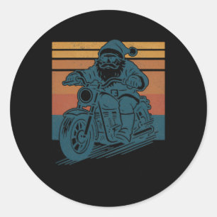 Biker Santa Claus Rijden Motorfiets Christ Ronde Sticker