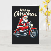 Biker Santa Cool Motorcycle Merry Christmas Black Kaart (Gele Bloem)