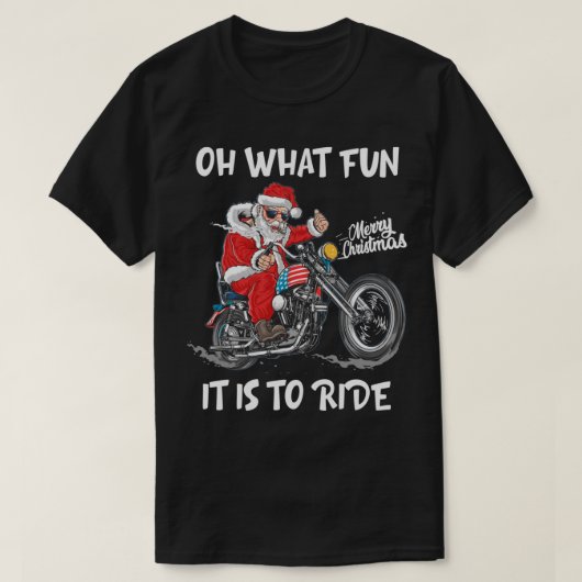 Biker Santa Motorcycle Fan Merry Kerstmis Ho T-shirt (Design voorkant)