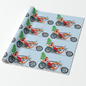 Biker Santa op een helikopter met kerstboom Cadeaupapier (Uitgerold)