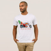 Biker Santa op een kaper zegt: "HO! HO! HO!" T-shirt (Voorkant volledig)