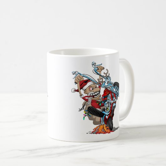 Biker Santa op een schilderij van de cartoon Koffiemok (Voorkant rechts)