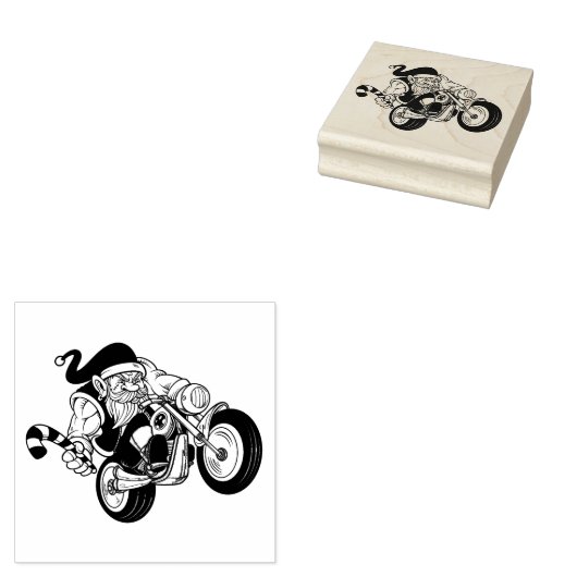 Biker Santa Rubberstempel (Gestempeld)