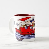 Biker Santa Tweekleurige Koffiemok (Voorkant links)