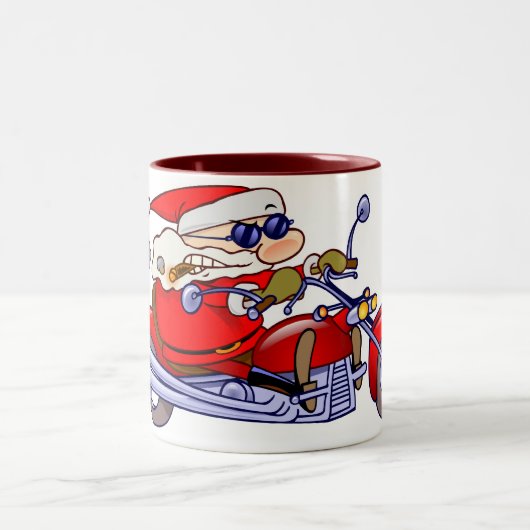 Biker Santa Tweekleurige Koffiemok (Center)