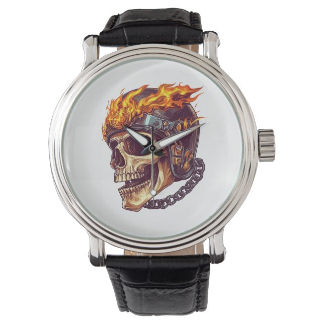 Biker Schedel Reaper Horloge (Voorkant)