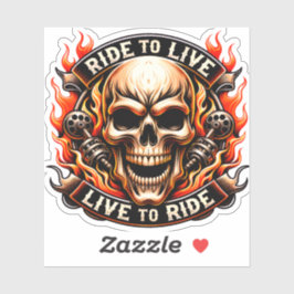 Biker Schedel Rijden om te Leven Leven om te Rijde Sticker