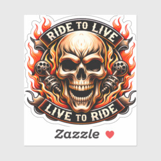 Biker Schedel Rijden om te Leven Leven om te Rijde Sticker