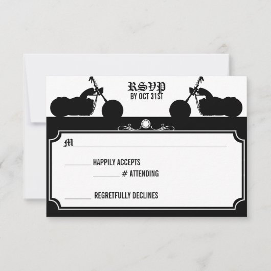Biker Silhouette rsvp Kaartje (Voorkant)