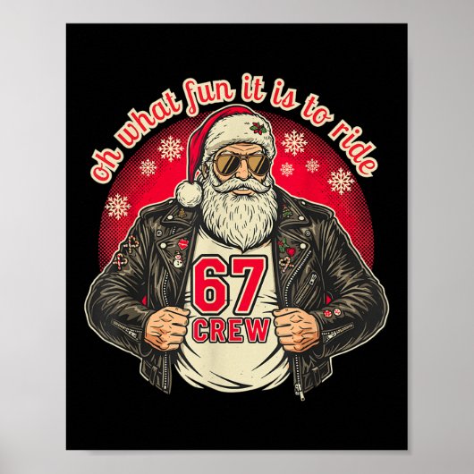 Biker Sinterklaas 67 Crew Grappige Kerst Leren Jas Poster (Voorkant)