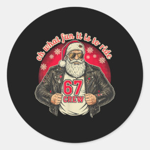 Biker Sinterklaas 67 Crew Grappige Kerst Leren Jas Ronde Sticker