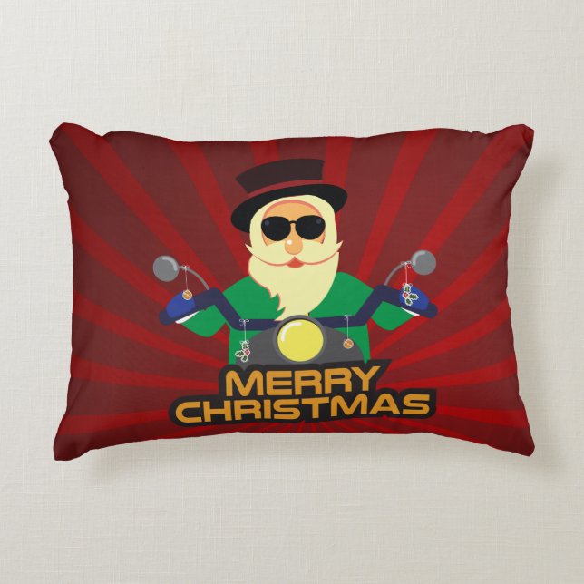 Biker Sinterklaas Kerst Kussensloop 40 cm x 30 cm Decoratief Kussen (Voorkant)