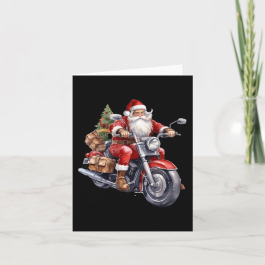 Biker Sinterklaas Op Motorfiets Leuk Kerstmis Biki Kaart (Voorkant)
