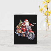 Biker Sinterklaas Op Motorfiets Leuk Kerstmis Biki Kaart (Gele Bloem)