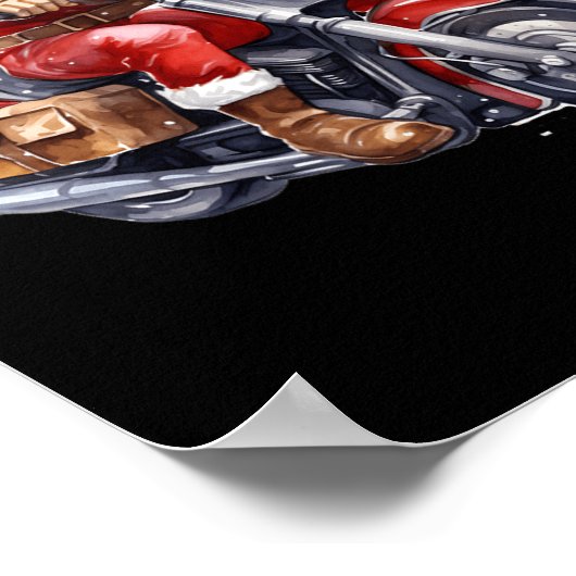 Biker Sinterklaas Op Motorfiets Leuk Kerstmis Biki Poster (Hoek)