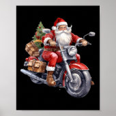 Biker Sinterklaas Op Motorfiets Leuk Kerstmis Biki Poster (Voorkant)