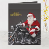 Biker Sinterklaas Vouwbare Wenskaart Kaart (Gele Bloem)