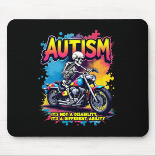 Biker Skelet Rijdend op Motorfiets Puzzel Autisme  Muismat