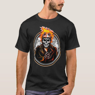 Biker Skeleton Fire Flames Motorcyclist T-shirt
