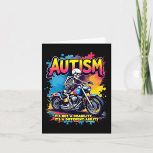 Biker Skeleton Riding Motorcycle Puzzel Autisme we Kaart