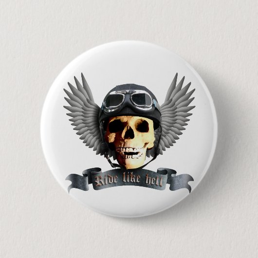 Biker Skull A Ronde Button 5,7 Cm (Voorkant)