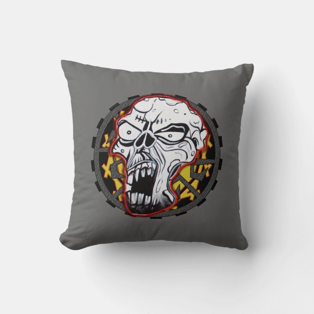 Biker Skull American Mo Jo Pillow Kussen (Voorkant)